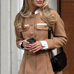 Tweed Shorts Skirt Two Piece Set Women Elegant Long Sleeve Single Breasted Jacket Woman Shorts 2 Suits Lady Outfits 2024Christmas Gifts