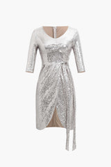 Plissiertes Minikleid mit Pailletten