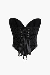 Abstract Braided Eyelet Tie Corset Top