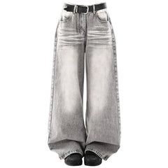 Ash Grey Faded Wide Leg Jeans