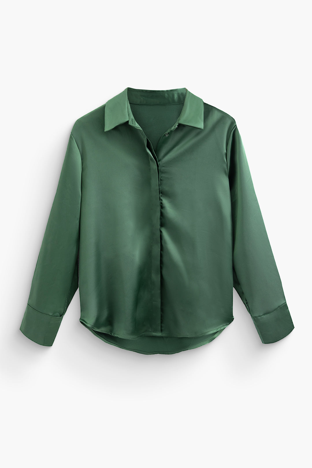 Langärmlige Satinbluse mit Knöpfen 