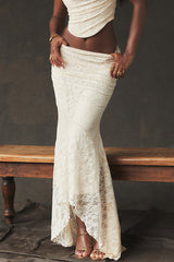 Lace Asymmetrical Hem Mermaid Skirt