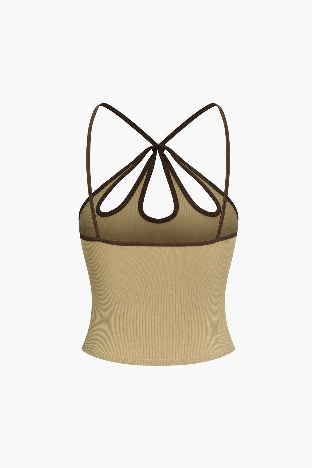 Contrast Trim Cross Strap Cut Out Cami Top