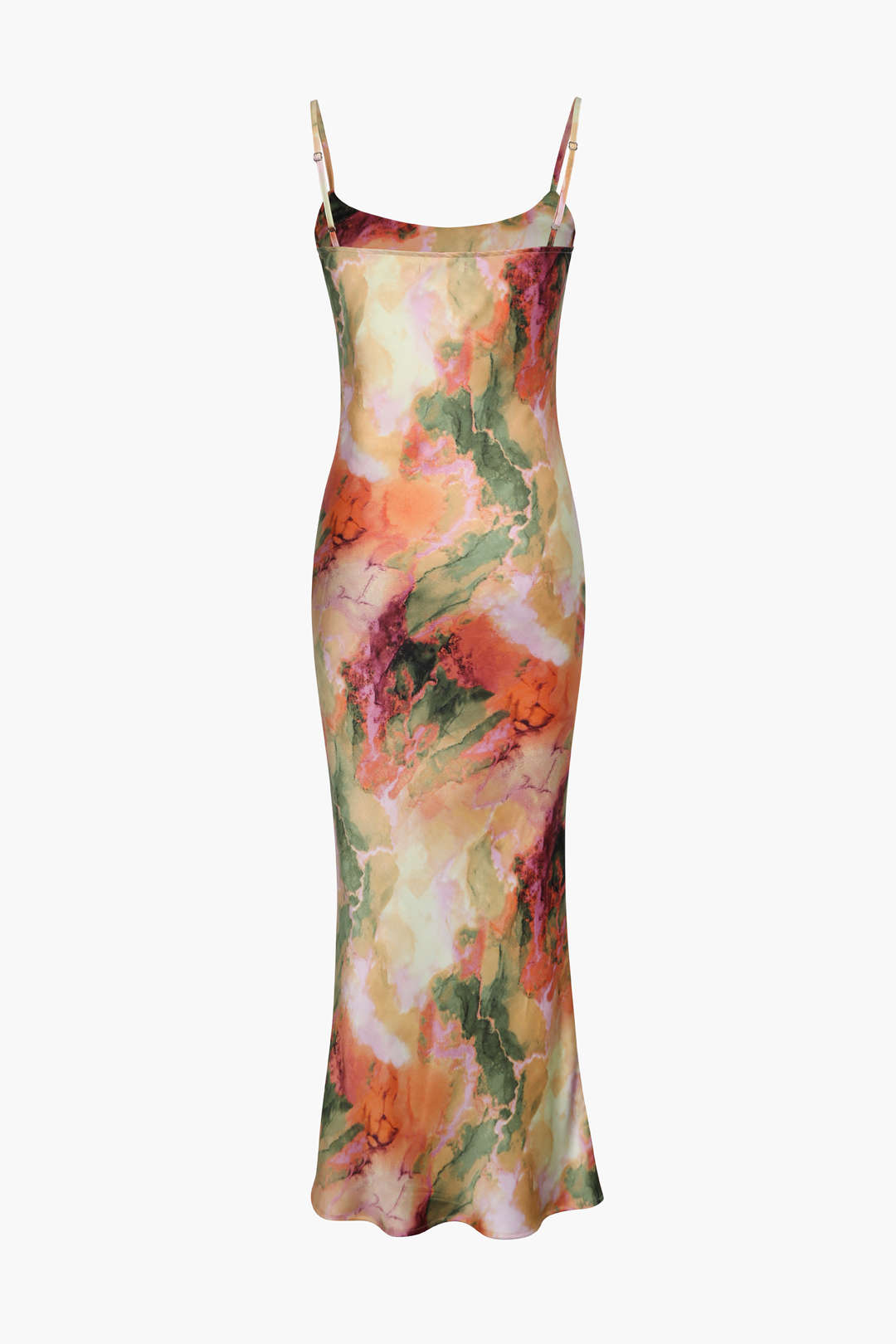 Abstract Print Fitted Midi Slip Dress