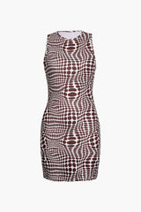 Spot Printed Bodycon Mini Dress