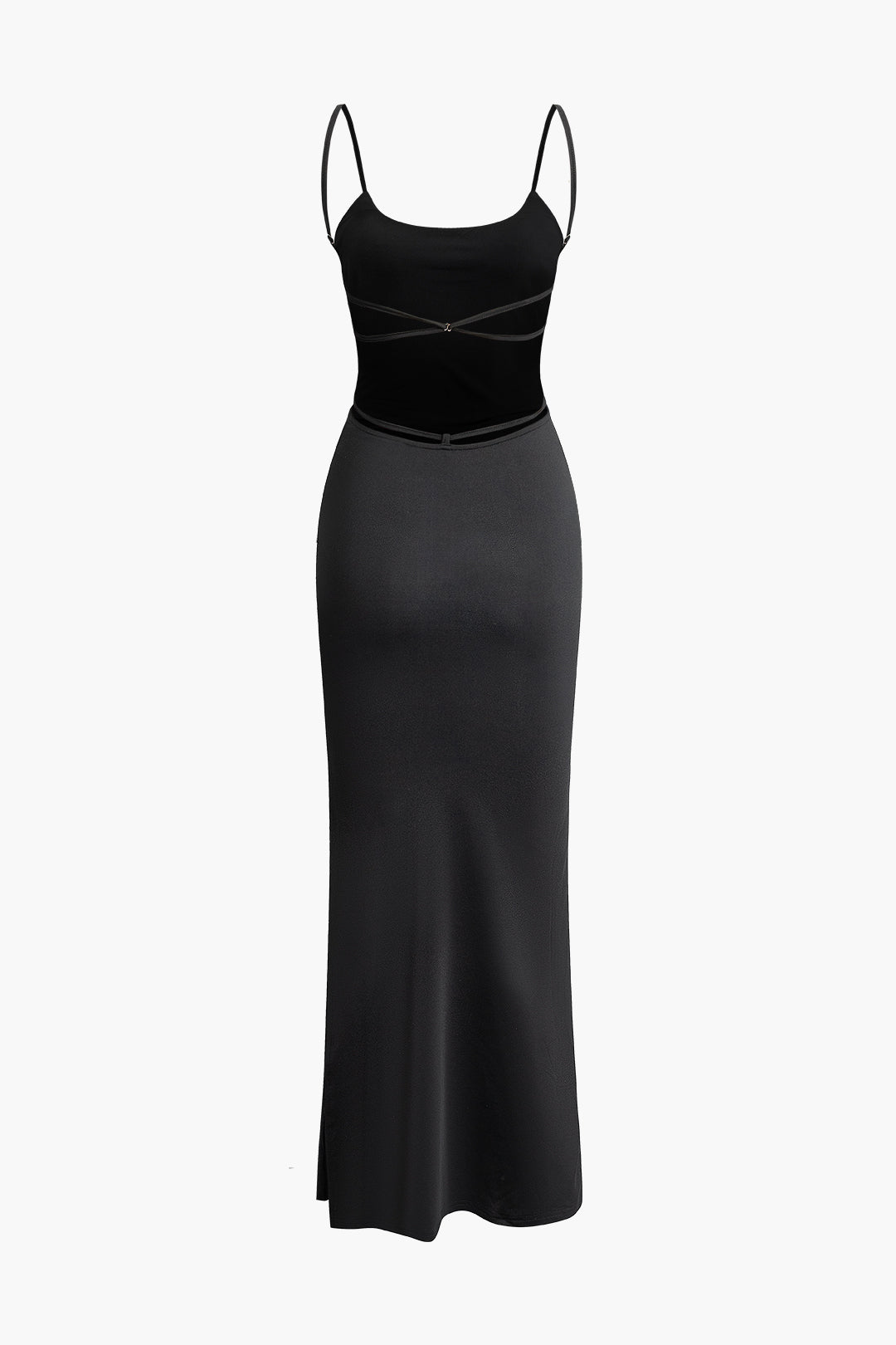 Einfarbiges, rückenfreies Maxikleid mit Schlitz 