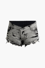 Faded Fray Hem Denim Shorts