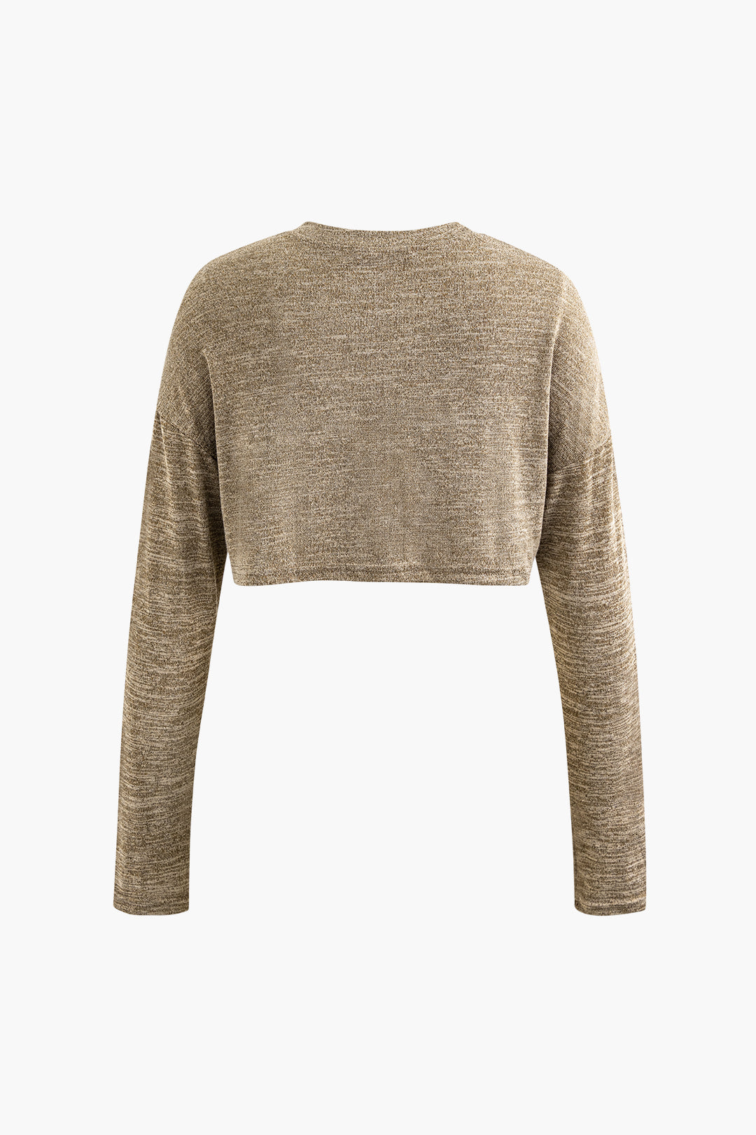 Set aus langärmligem Crop-Top aus Strick und Schlaghose mit Knoten vorne 