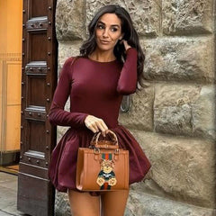 Damenrock Zweiteiler Enges Rückenfreies Twist Crop Top Hohe Taille Knospenrock Eleganter Anzug Solide Dame Herbstmode Neu 