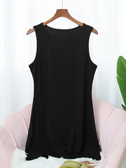 Solid Color A-Line Loose Round-Neck Mini Dresses