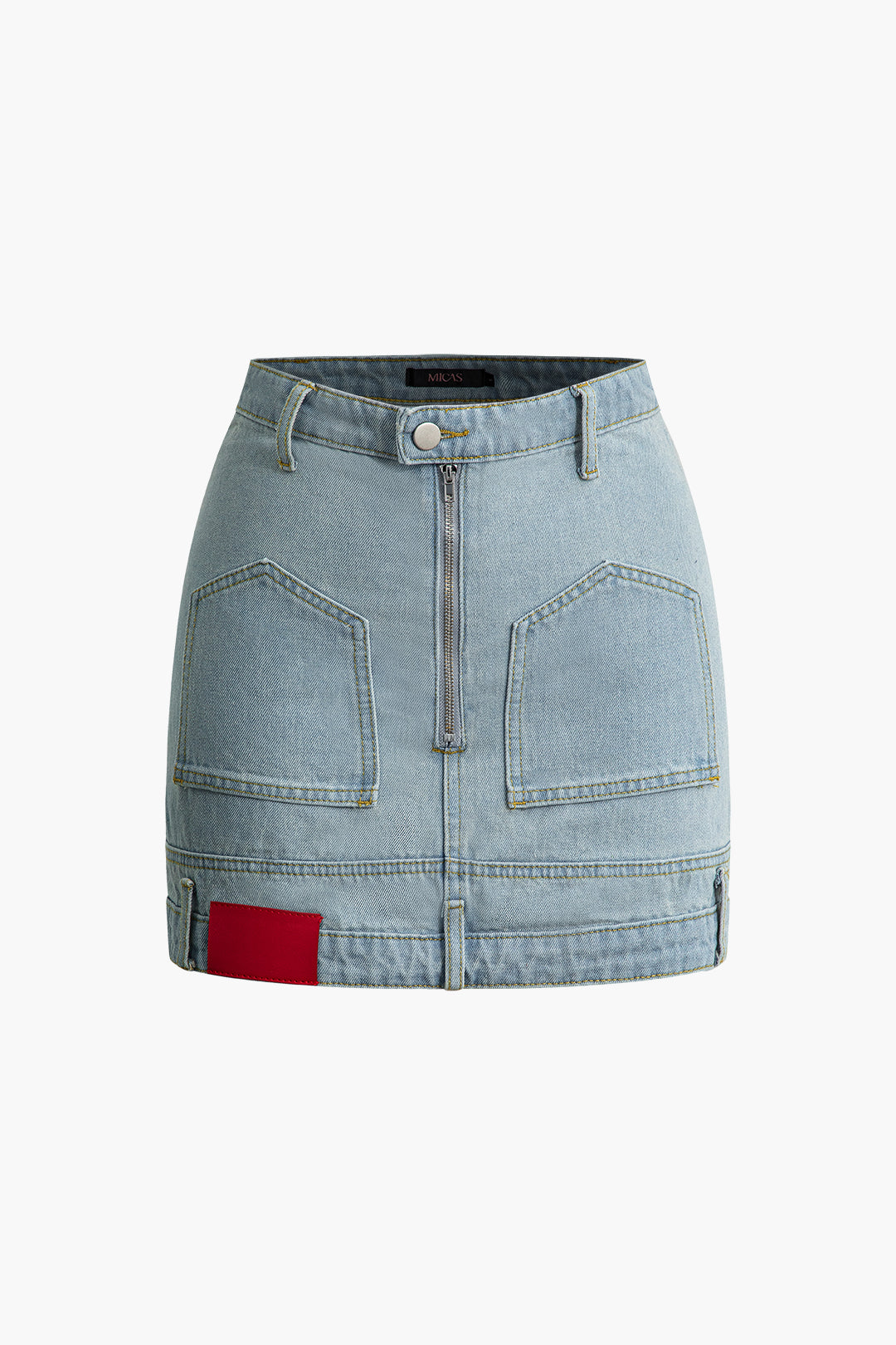 Denim Zip Up Mini Skirt