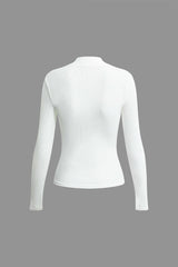 Basic Mock Neck Ribbed Long Sleeve Top