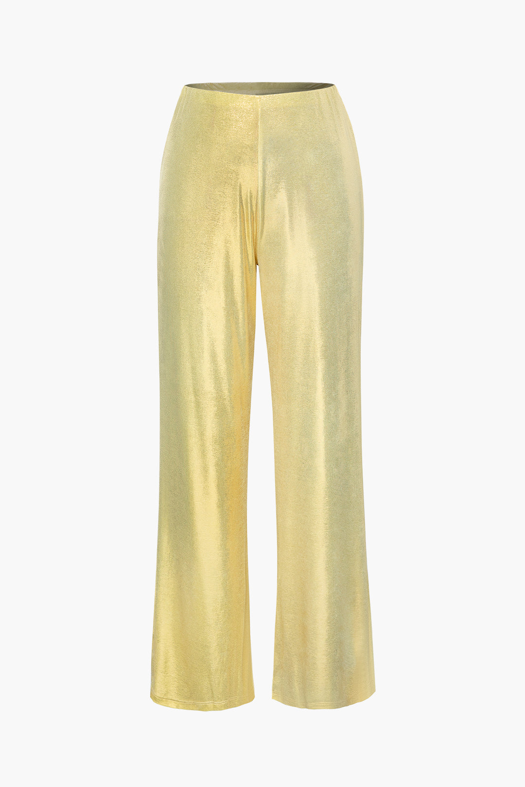 Metallic High Waist Straight Leg Pants