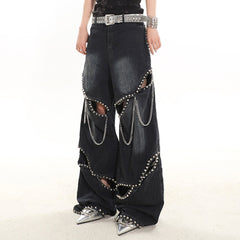 Model Behavior Chain Ripped Jeans