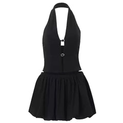 Flirty Babe Halter Top & Bubble Skirt Set