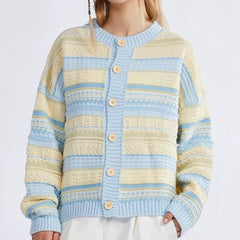 Blue & Yellow Pastel Striped Cardigan