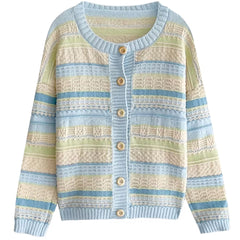 Blue & Yellow Pastel Striped Cardigan
