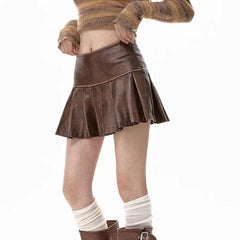 Danger Zone Brown Pleated Skirt