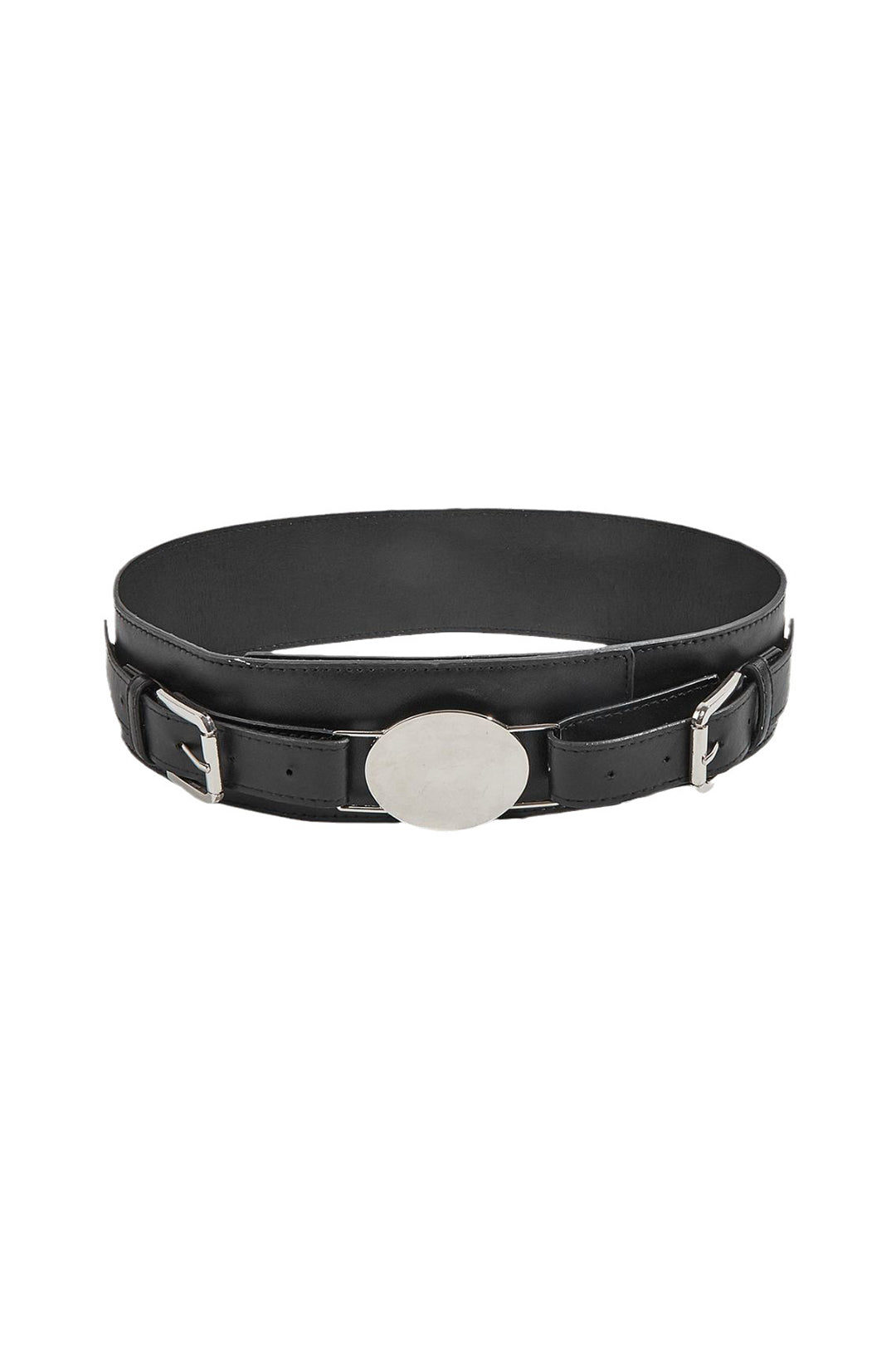 Oval Deail Faux Leather Belt