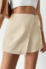 Solid Wrap Tie Side Skort