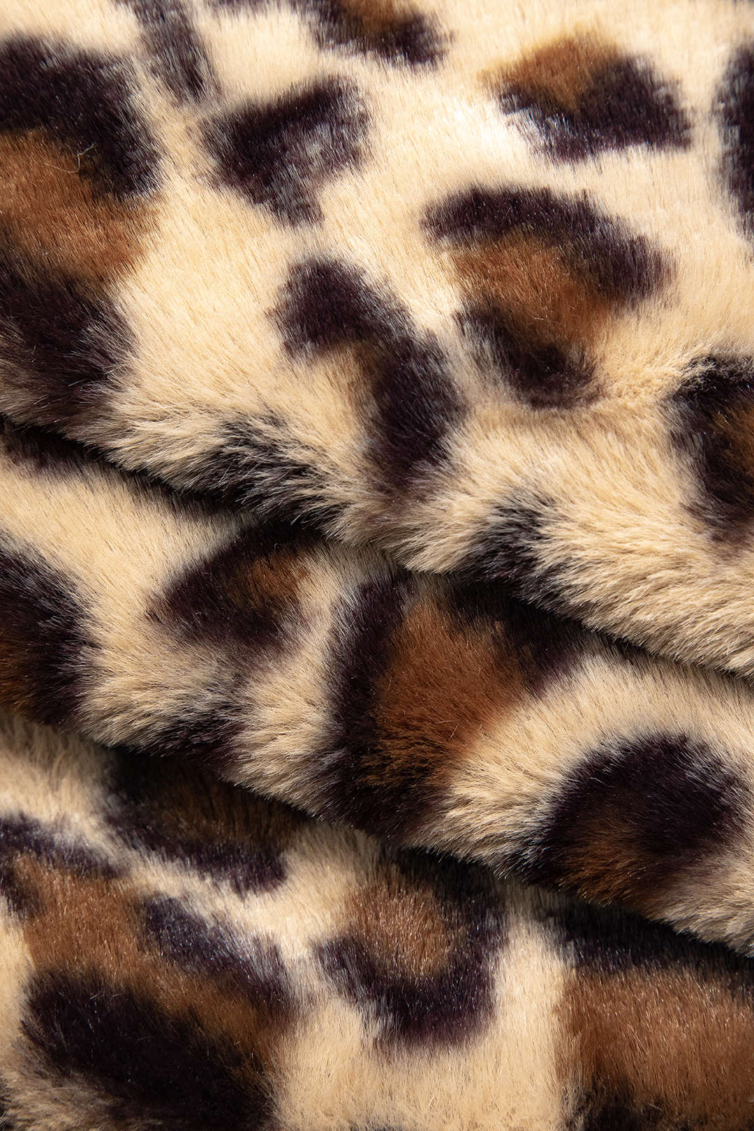 Leopard Pattern Fleece Collared Zipper Coat