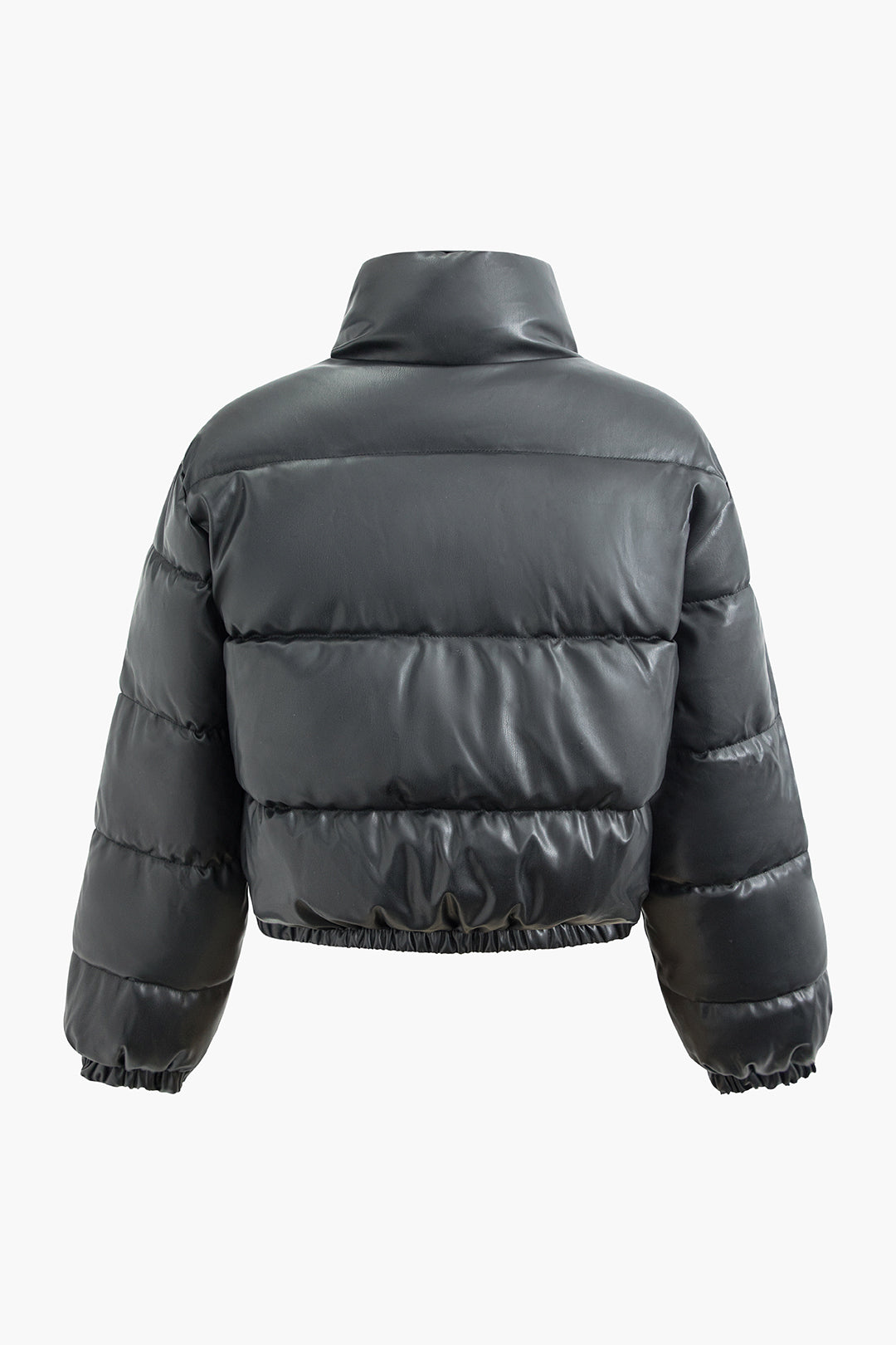 Button Front Stand Collar Puffer Jacket