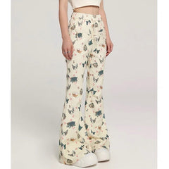 Cat Print Graphic Pants