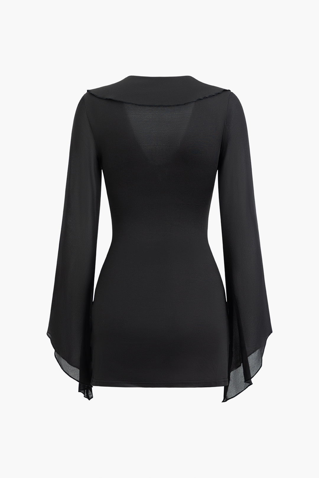 Minikleid mit Rüschen und V-Ausschnitt und langen Ärmeln 