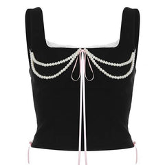 Coquette Bow Pearl Bustier Top