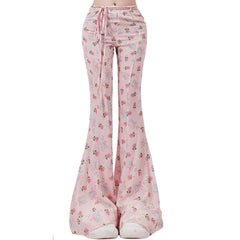 Coquette Roses & Bows Flared Pants
