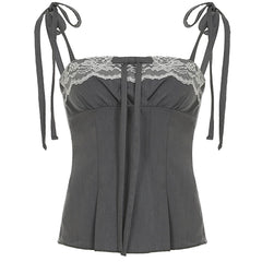 Coquette Ruched Bow Tie Top