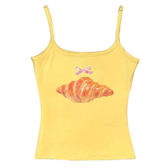 Croissant Print Y2K Tank Top
