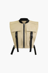 Zip Up Flap Pocket Cargo Vest