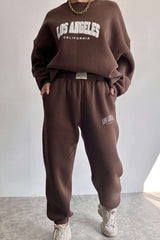 Set aus Sweatshirt mit Rundhalsausschnitt und Hose mit hoher Taille und Buchstabendruck 