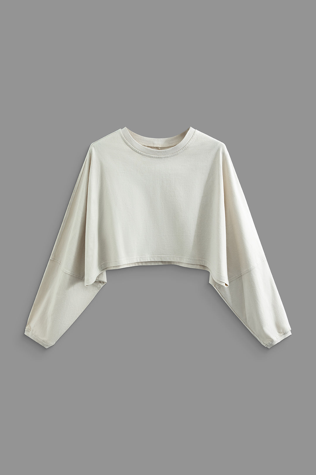 Solid Round Neck Crop Sweatshirt