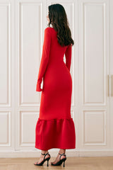 Langärmliges Maxikleid mit Meerjungfrauensaum 