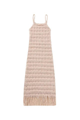 Fringe Hem Knit Cami Midi Dress