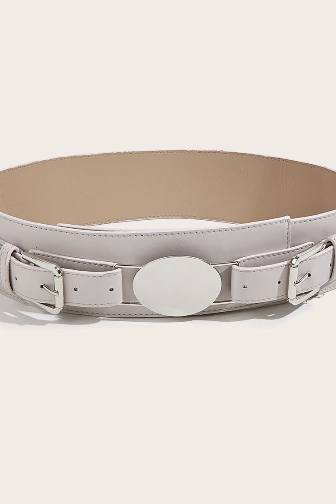 Oval Deail Faux Leather Belt