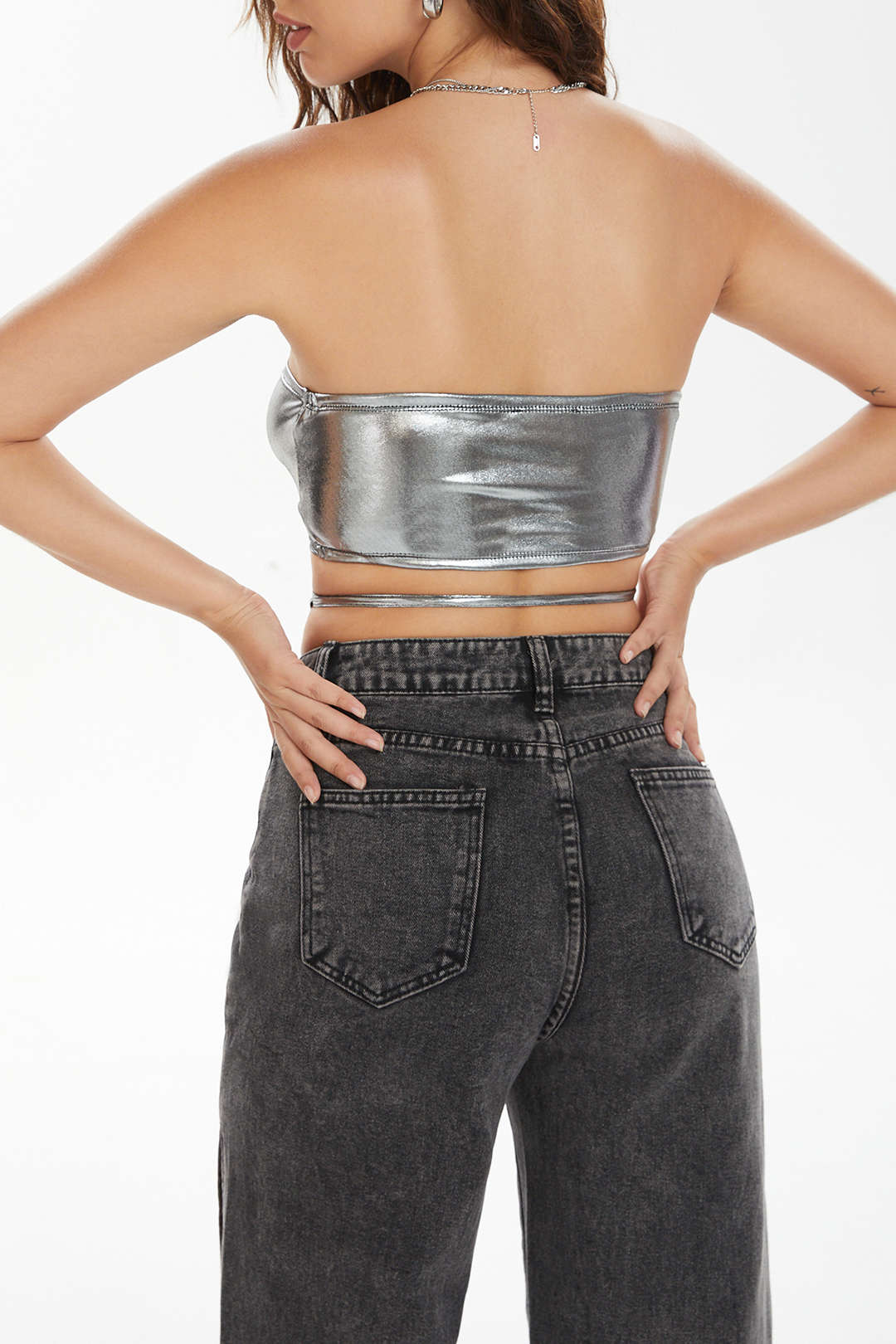 Metallic Tie Tube Top