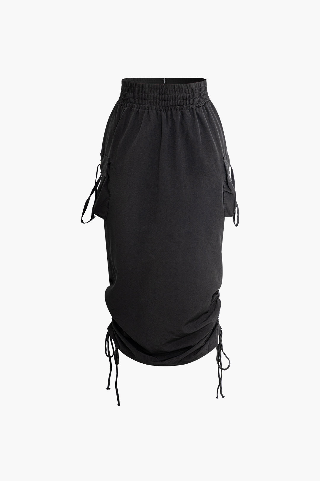 High Waisted Drawstring Midi Skirt