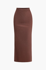 Set aus ärmellosem Crop-Top mit Rundhalsausschnitt und gerüschtem Maxirock 