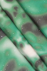 Leopard Print Mesh Ruffle Hem Maxi Dress