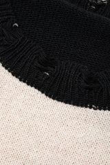 Clock Block Pin Detail Destroy Knit Top