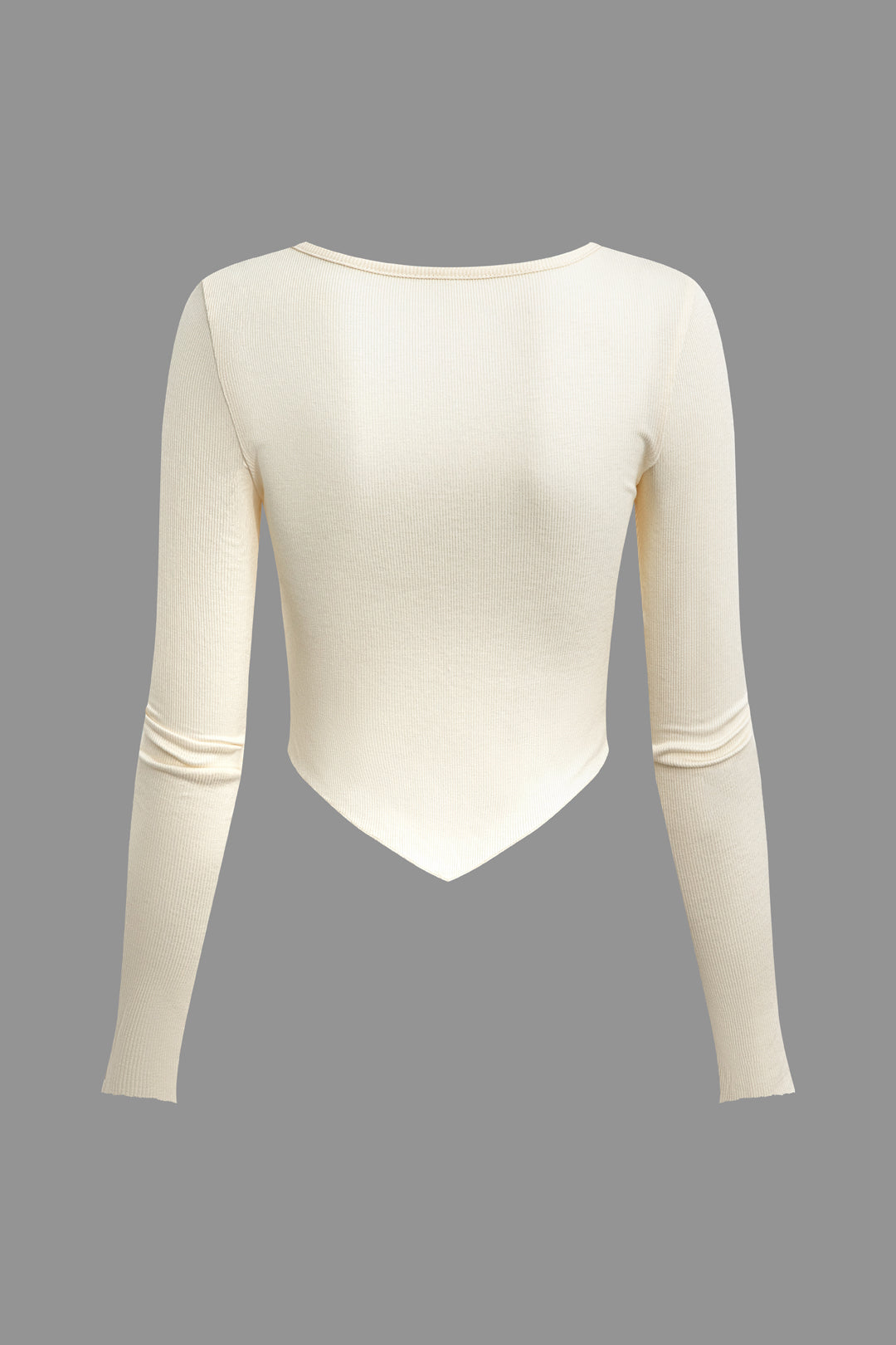 Square Neck V-Hem Long Sleeve Top