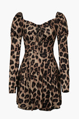 Leopard Puff Sleeve Mini Dress