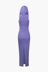 Ärmelloses Maxikleid mit Kapuze und Schlitz auf der Rückseite 