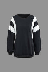 Colorblock Oversized Crew Neck Sweatshirt