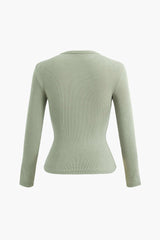 Seam Detail Rib Knit Long Sleeve Top