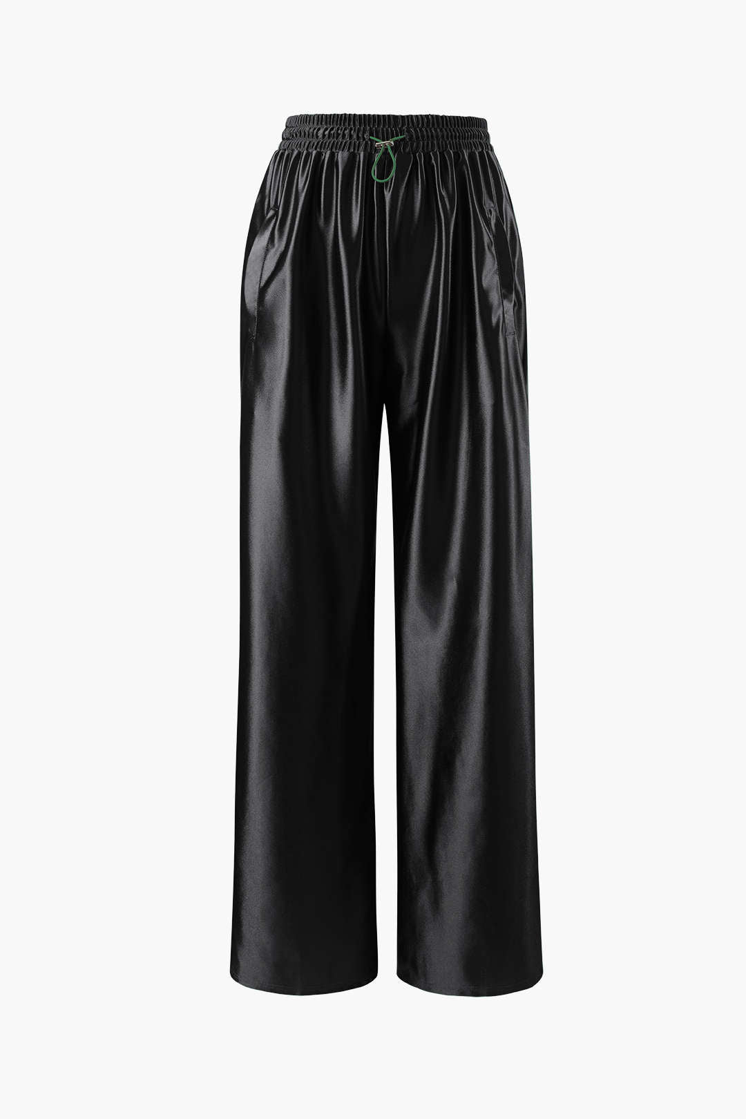 Satin Drawstring Wide Leg Pants