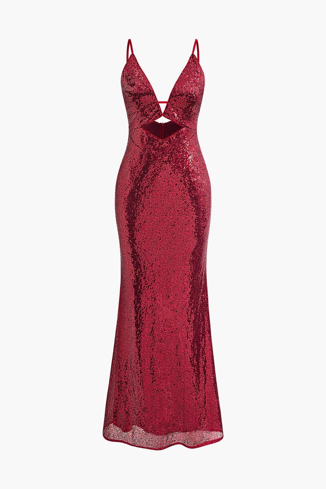 V-neck Sequin Cut Out Slip Maxi Dress